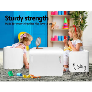 Keezi 3 PC Nordic Kids Table Chair Set White Desk Activity Compact