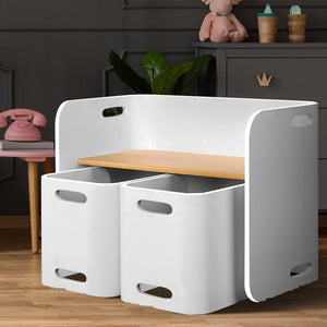 Keezi 3 PC Nordic Kids Table Chair Set White Desk Activity Compact
