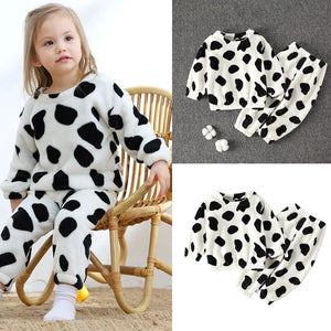 Girl Pyjamas Clothes Infant Baby Boys Girls Outfit Cow Prints Long