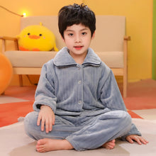 Load image into Gallery viewer, Kids Flannel Pajamas Set with Pure Color - Autumn Winter Thicken Warm

