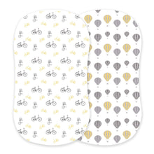 Load image into Gallery viewer, Vintage Bicycles and Hot Air Balloon Bamboo Changing Pad
