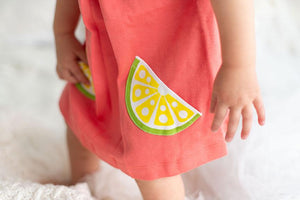 Citrus Garden: Organic A-Line Baby Girl Dress and Panty set
