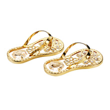Load image into Gallery viewer, 24K gold plated flip flops with Swarovski crystal
