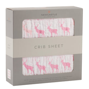 Pink Deer Crib Sheet
