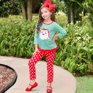 AL Limited Girls Christmas Holiday Santa Tunic Polka dot Pants Party