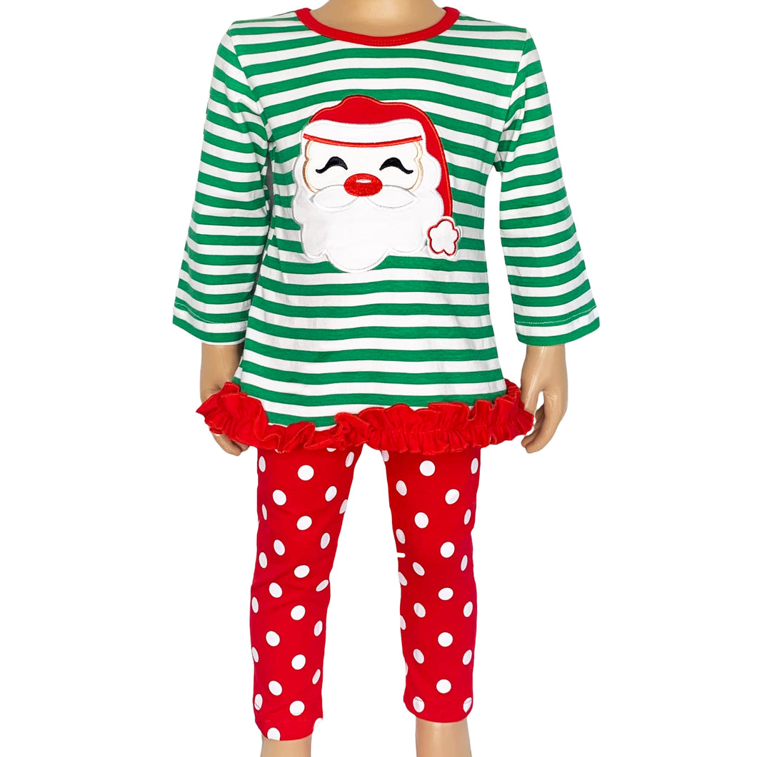 AL Limited Girls Christmas Holiday Santa Tunic Polka dot Pants Party