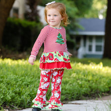Load image into Gallery viewer, AnnLoren Girls Boutique Christmas Tree Holiday Tunic and Floral Ruffle

