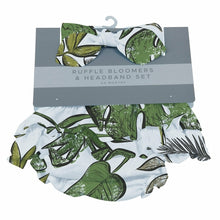 Load image into Gallery viewer, Jurassic Forest Ruffle Bloomers and Headband Set
