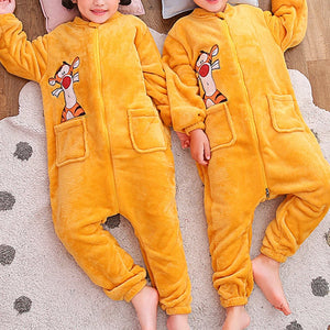 Autumn And Winter Kids Onesie Zipper Pajamas Children Sleepwear Boy