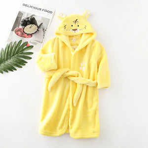 Infant Baby Pajamas Flannel Warm Sleepwear Hooded Bathrobes Boys Kids