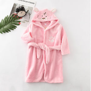 Infant Baby Pajamas Flannel Warm Sleepwear Hooded Bathrobes Boys Kids