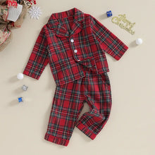 Load image into Gallery viewer, Christmas Kids Girls Boys Pajamas Set Loungewear Suit Plaid Button up
