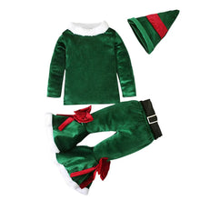 Load image into Gallery viewer, Christmas Baby Clothing Set Children Elves Tops Flared Pants Hat Kids
