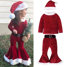 Load image into Gallery viewer, Christmas Baby Clothing Set Children Elves Tops Flared Pants Hat Kids
