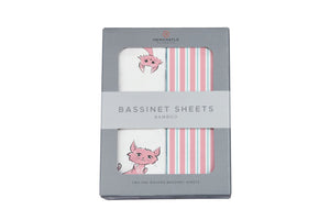 Playful Kitty and Candy Stripe Bamboo Changing Pad Cover/Bassinet
