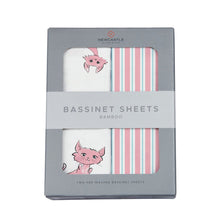 Load image into Gallery viewer, Playful Kitty and Candy Stripe Bamboo Changing Pad Cover/Bassinet
