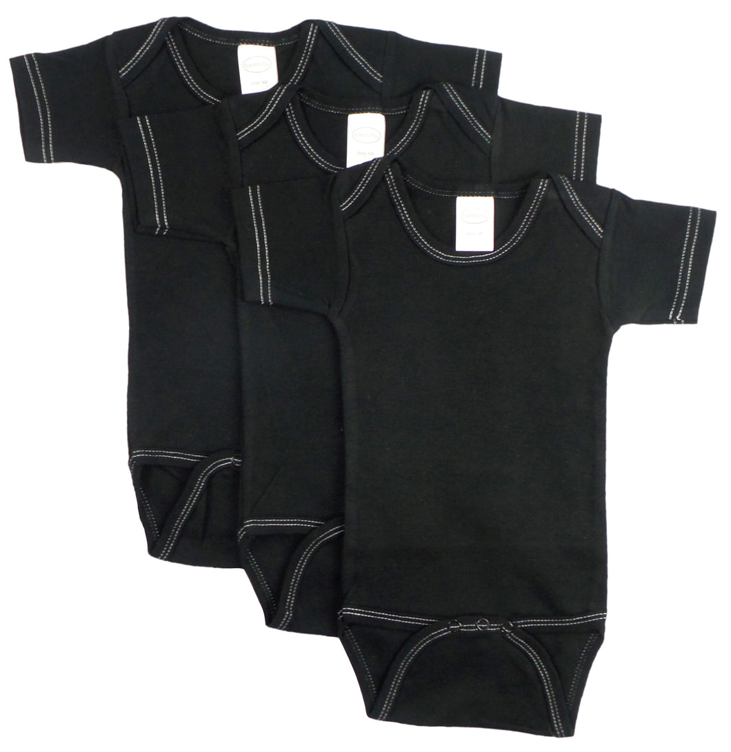 Black Onezie with White Stitch (Pack of 3)