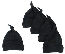 Load image into Gallery viewer, Black Knotted Baby Cap (Pack of 5)
