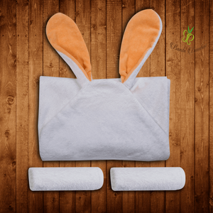 Baby Bamboo Hooded Towel & 2 Washcloths, Amber Bunny design