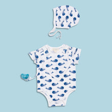 Load image into Gallery viewer, Smart Short Sleeve Bodysuit + Bib - Blue Whale
