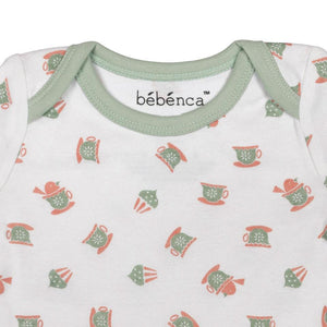 Li'l Birdie's Tea party:  Printed Unisex Organic Baby Bodysuit