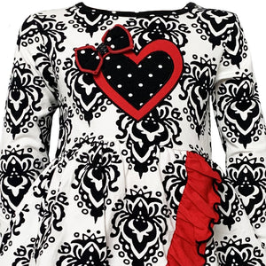 AnnLoren Girls Winter Damask Valentine's Heart Holiday Dress Tunic &