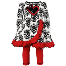 Load image into Gallery viewer, AnnLoren Girls Winter Damask Valentine&#39;s Heart Holiday Dress Tunic &amp;
