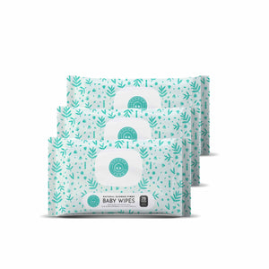 Little Toes Natural Bamboo Fiber Baby Wipes- 3 Packs of 75 Wipes