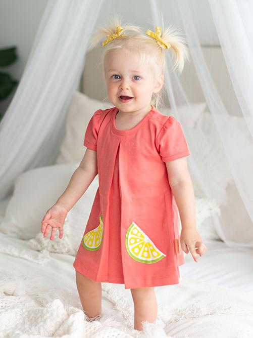 Citrus Garden: Organic A-Line Baby Girl Dress and Panty set