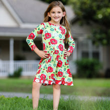 Load image into Gallery viewer, AnnLoren Girls Boutique Holiday Christmas Floral Cotton Winter Dress
