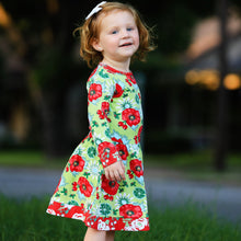 Load image into Gallery viewer, AnnLoren Girls Boutique Holiday Christmas Floral Cotton Winter Dress
