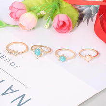 Load image into Gallery viewer, 4-Piece Opal &amp; White Crystal Ring Set
