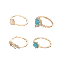 Load image into Gallery viewer, 4-Piece Opal &amp; White Crystal Ring Set
