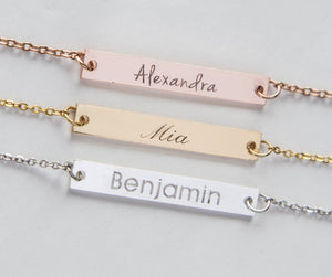Name Bar Necklace, Baby Name Family Necklace