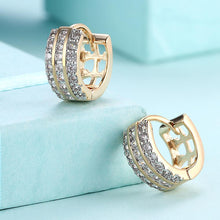 Load image into Gallery viewer, Swarovski Crystals 15mm Pave Triple Row Huggie  Earring
