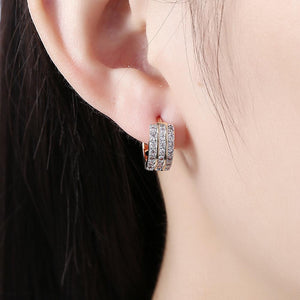 Swarovski Crystals 15mm Pave Triple Row Huggie  Earring