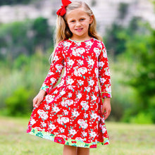 Load image into Gallery viewer, AnnLoren Girls Boutique Christmas Floral Long Sleeve Cotton Party
