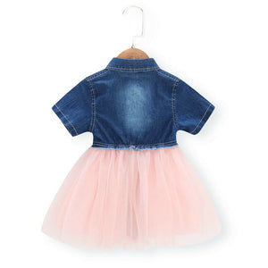 New Summer Toddler Baby Girl Cute Dress Denim Lace