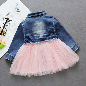 New Summer Toddler Baby Girl Cute Dress Denim Lace