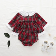Load image into Gallery viewer, Newborn Baby Girls Clothes Ruffles long Sleeve red plaid Dress Tops
