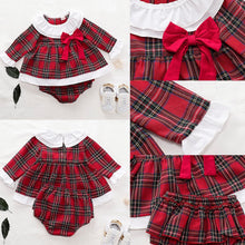 Load image into Gallery viewer, Newborn Baby Girls Clothes Ruffles long Sleeve red plaid Dress Tops
