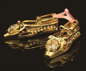 24K gold plated ballerina shoes with Swarovski