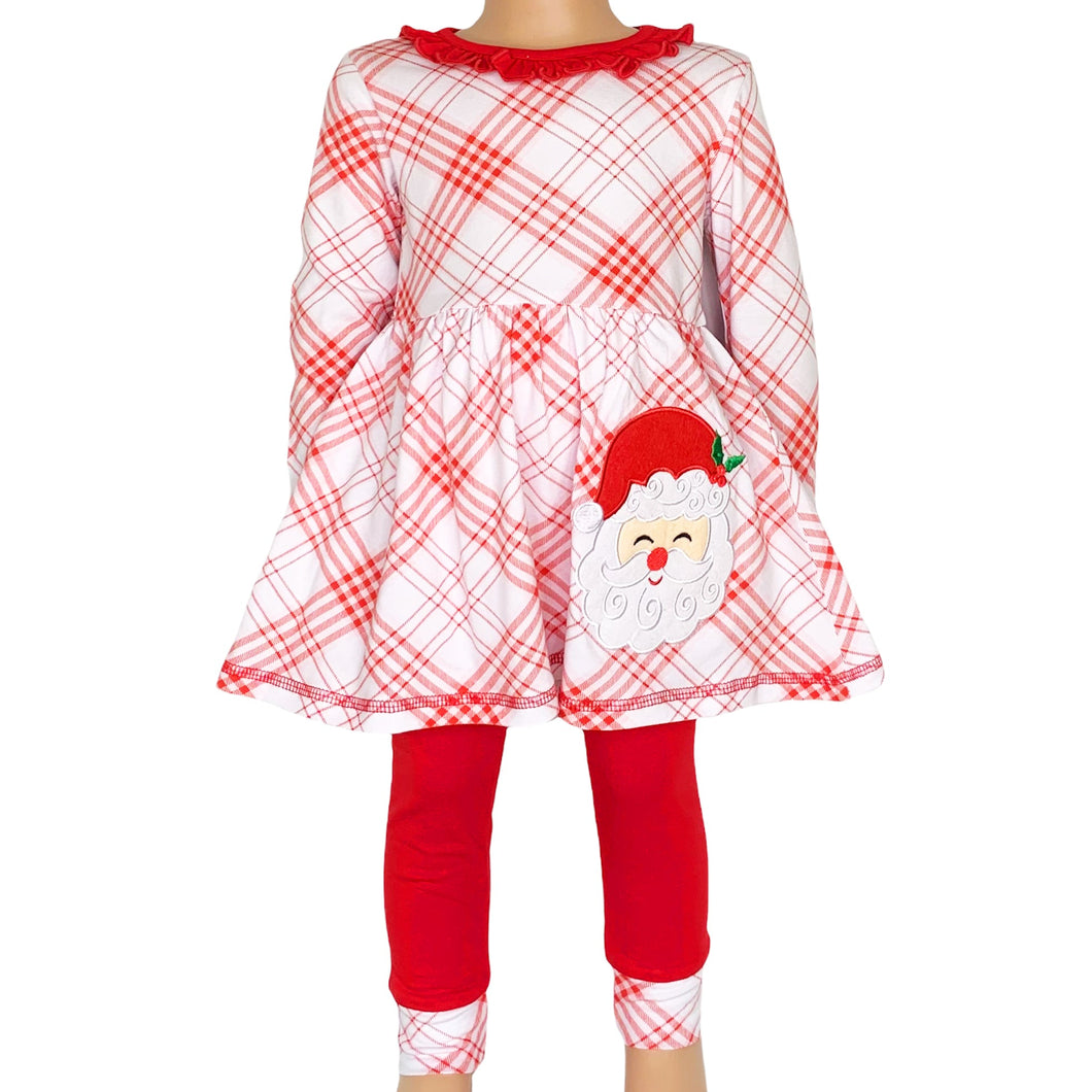 AnnLoren Girls Boutique Santa Holiday Christmas Holiday Clothing Set