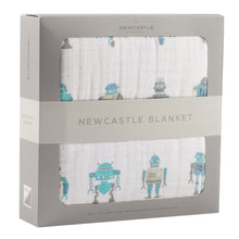 Load image into Gallery viewer, Robots Cotton Muslin Newcastle Blanket
