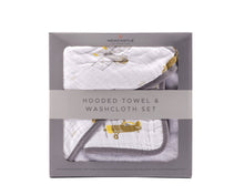 Load image into Gallery viewer, Flying Elephant Hooded Towel and Washcloth Set
