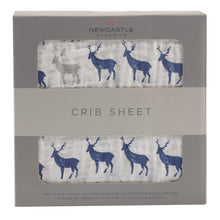 Load image into Gallery viewer, Blue Deer Crib Sheet
