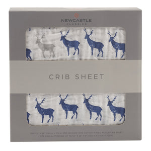 Blue Deer Crib Sheet