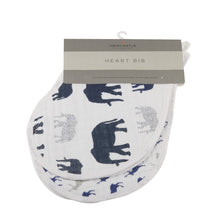 Load image into Gallery viewer, In The Wild Elephant Cotton Heart Bibs 2PK
