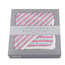 Load image into Gallery viewer, Candy Stripe Bamboo Hooded Towel and Washcloth Set

