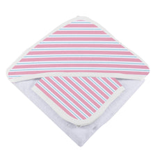 Load image into Gallery viewer, Candy Stripe Bamboo Hooded Towel and Washcloth Set
